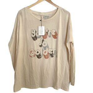 Vintage Canvas You're So Golden Graphic Long Sleeve T-Shirt‎ - Women's